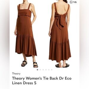 NWT Theory Women's Brown Linen Dress
